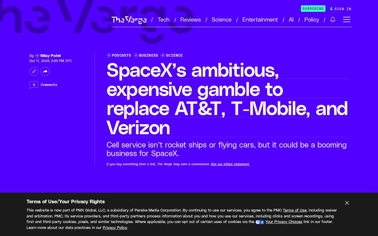 SpaceX押注频谱豪赌,要取代传统运营商?