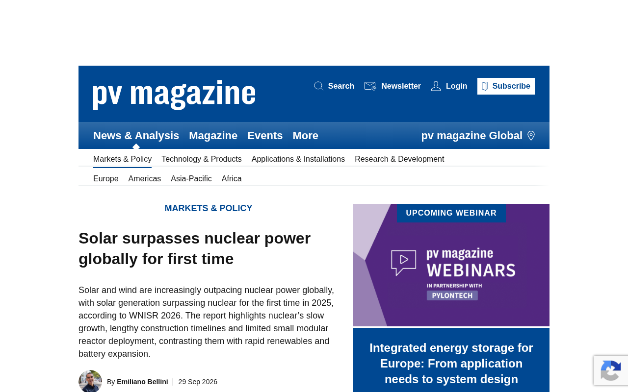 Global Solar Power Generation Surpasses Nuclear for the First Time, Shifting the Clean Energy Landscape