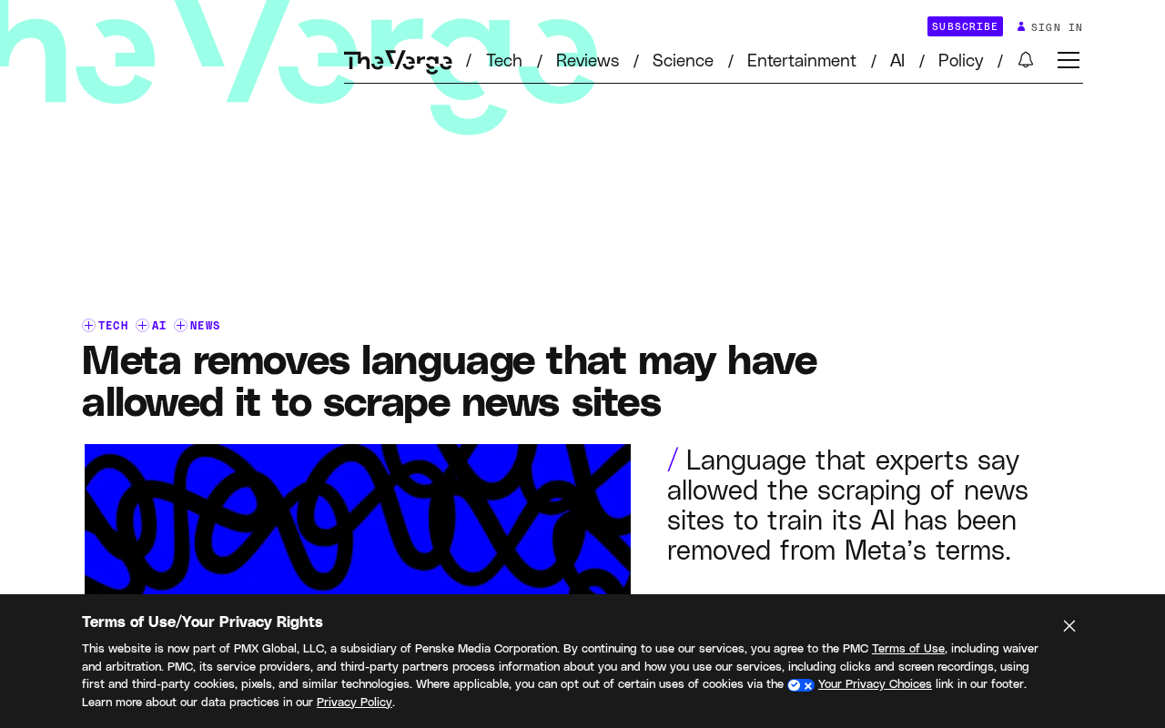 Meta Removes Controversial Clause: No Longer Explicitly Allowing Scraping of News Site Content for AI Training