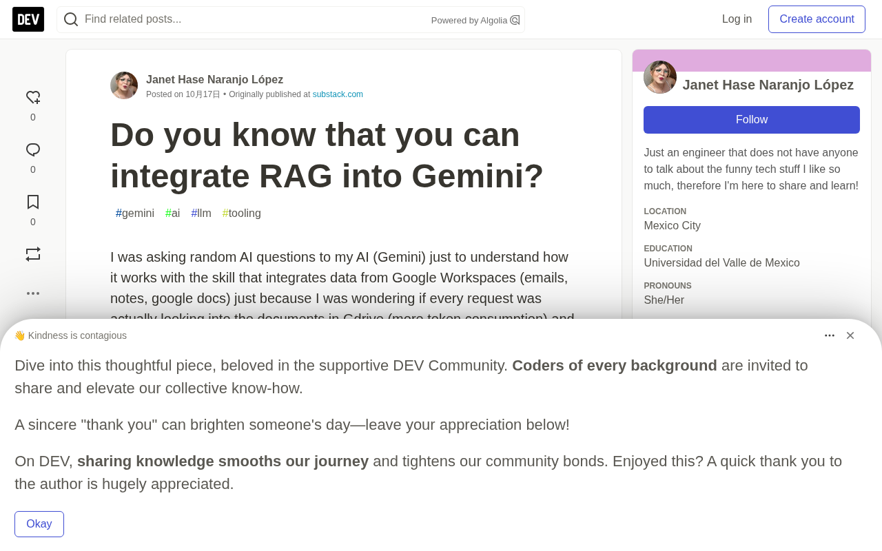 RAG Without Writing Code? An Offbeat Use of Gemini Workspace Integration