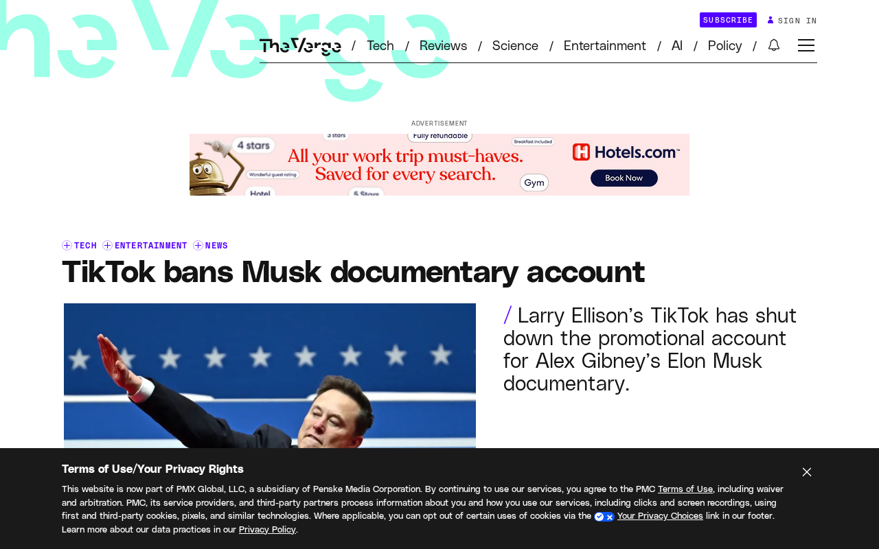 TikTok封禁马斯克纪录片账号:上映前的平台博弈
