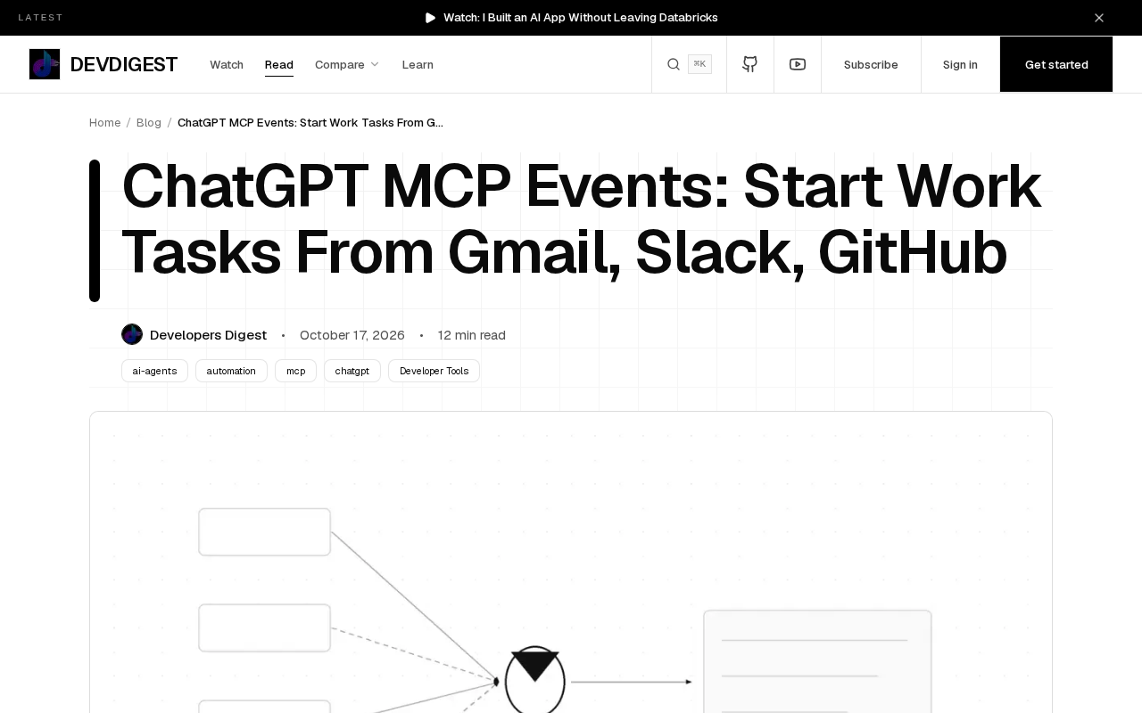 ChatGPT MCP事件触发:从Gmail/Slack/GitHub启动任务