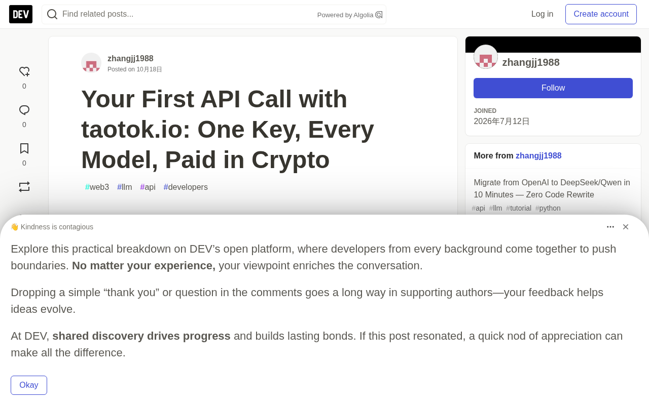 One Key to Call Every LLM: A Hands-On Guide to taotok.io's Crypto-Payment Unified Gateway