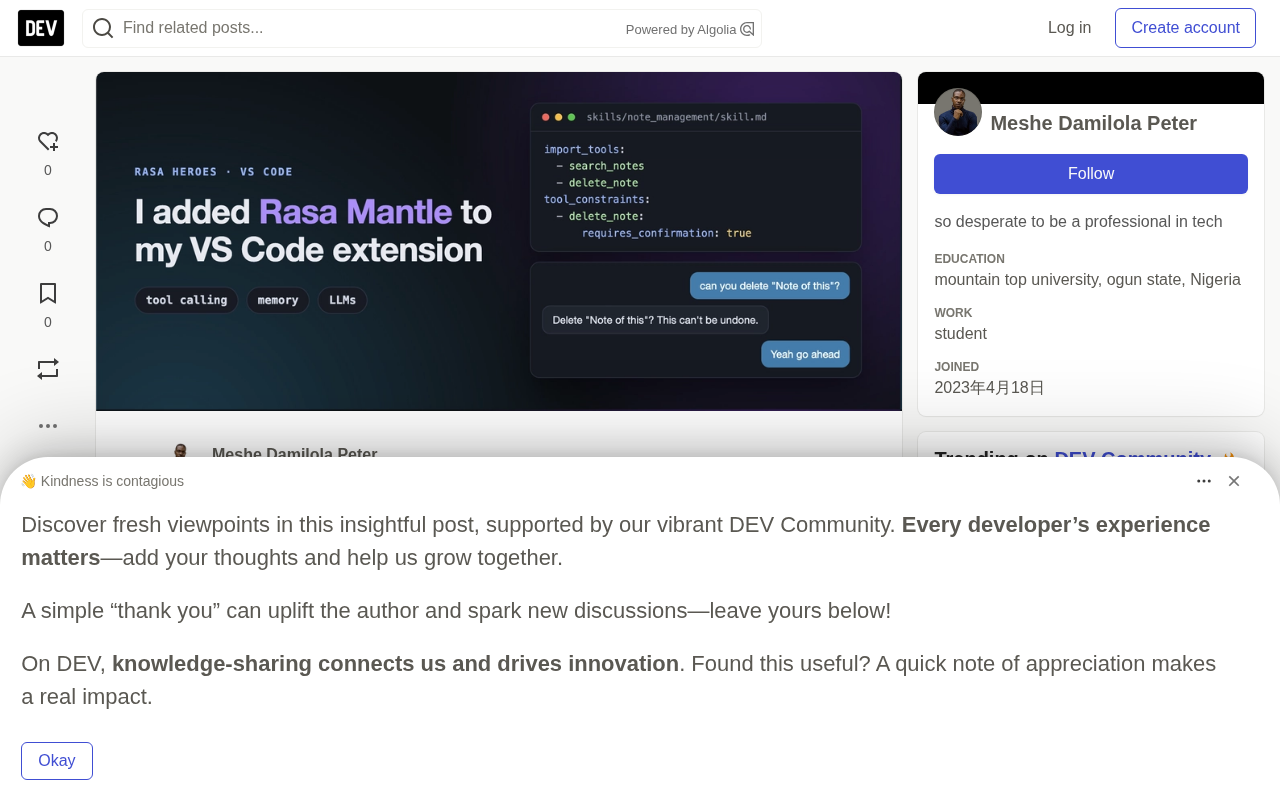 Rasa Mantle实战:为VS Code插件加入AI代理