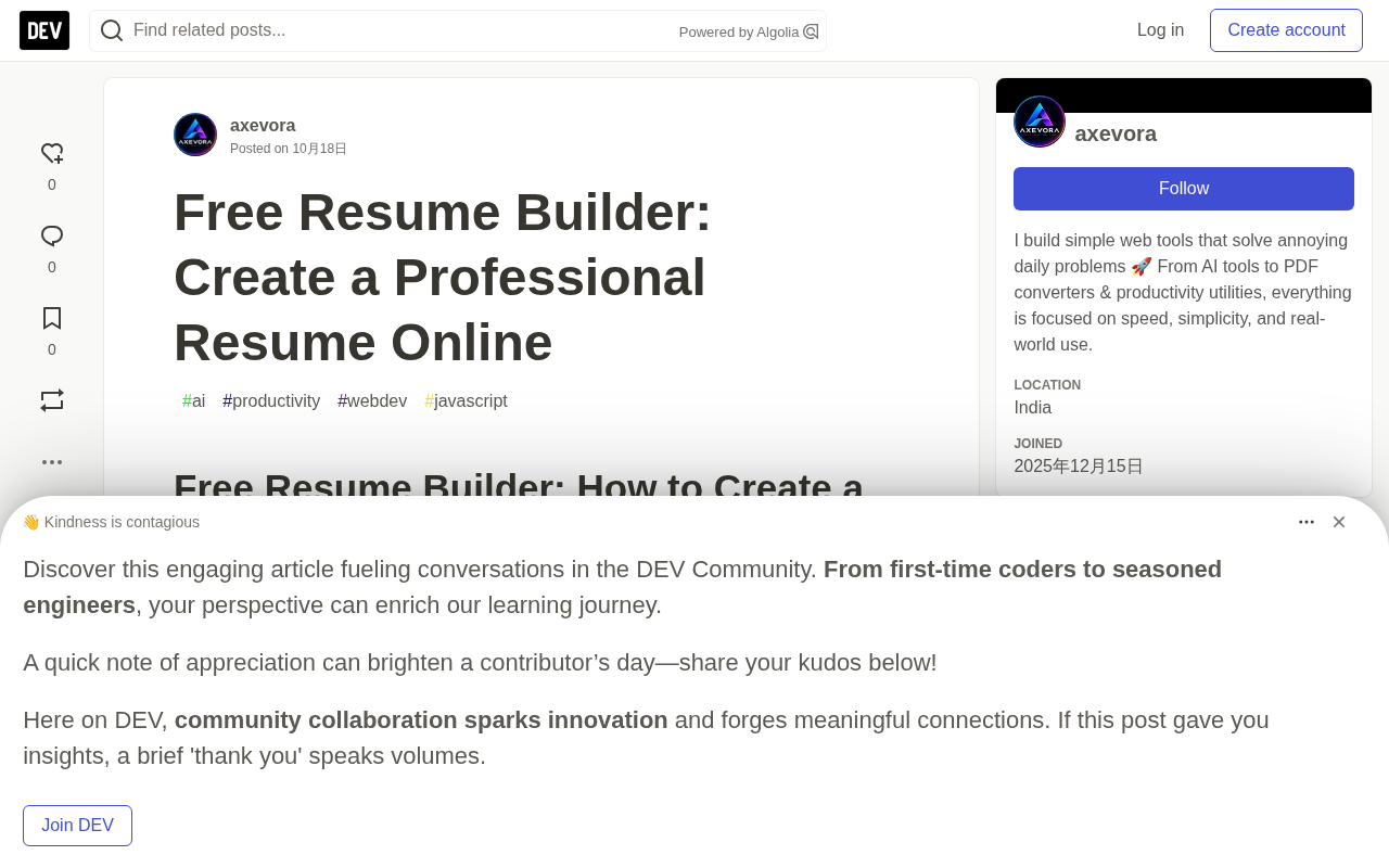 Free Resume Builder: Create a Professional Resume That Catches HR's Eye Online