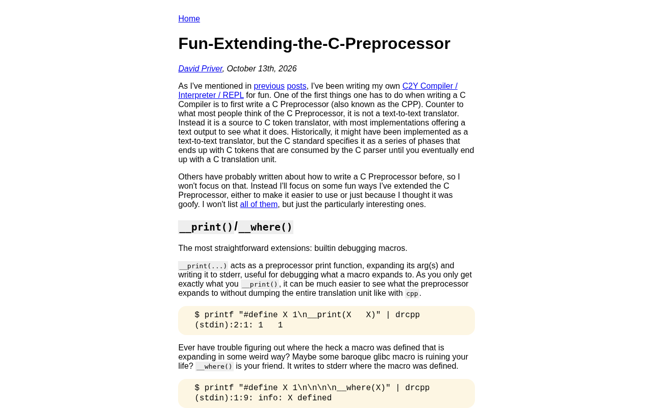 Extending the C Preprocessor: A Fun Programming Experiment