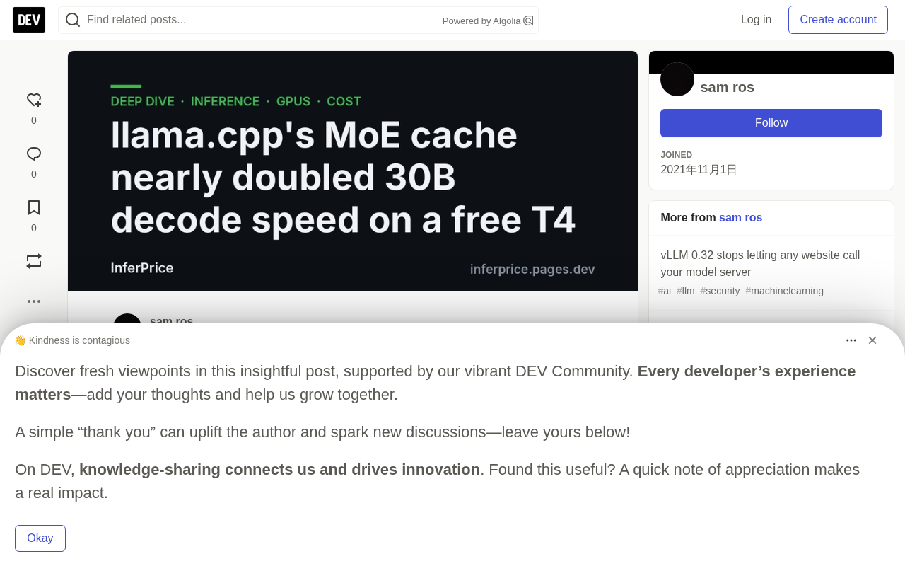 llama.cpp MoE cache benchmark