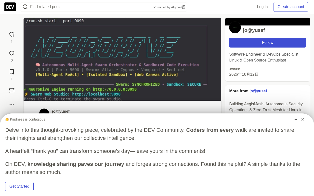 NeuroHive: An Open-Source Python Orchestrator with Four-Agent Swarm and Sandboxed Execution