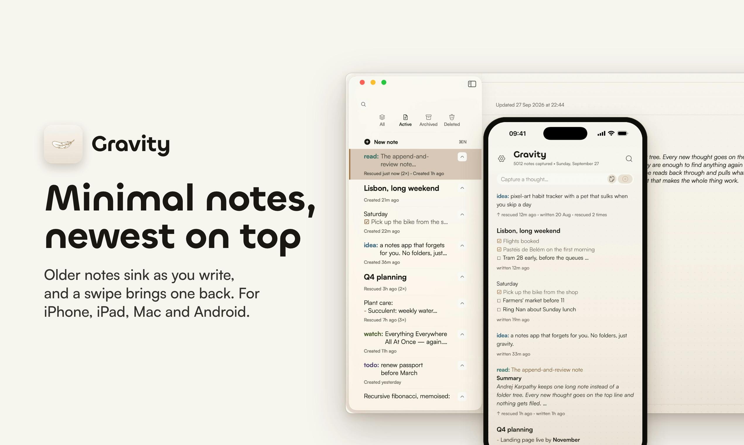 Gravity Notes: A Note List You Share with Your AI Agent