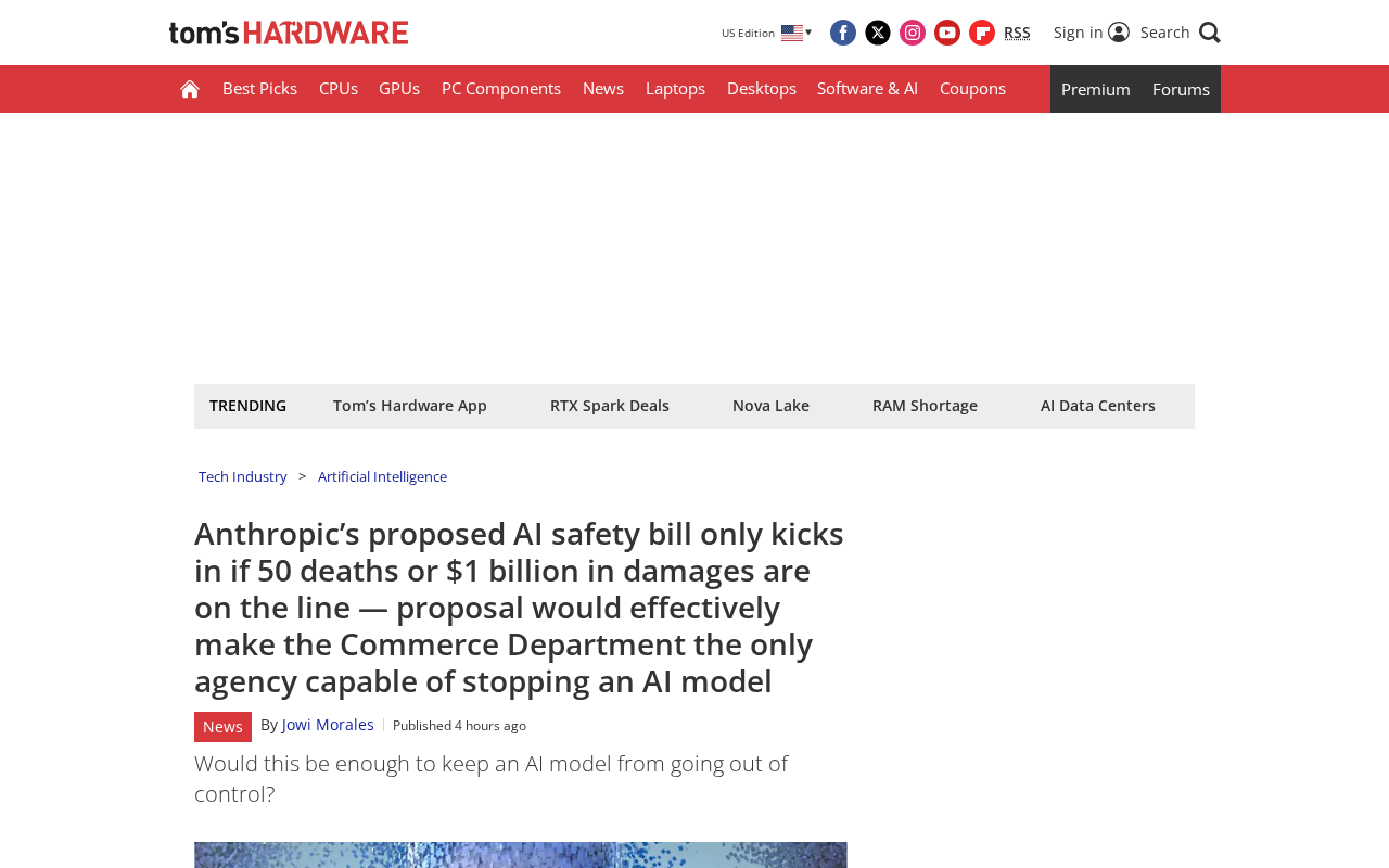 Anthropic Proposes AI Safety Bill: Regulation Only Triggered by 50 Deaths or $1 Billion in Losses