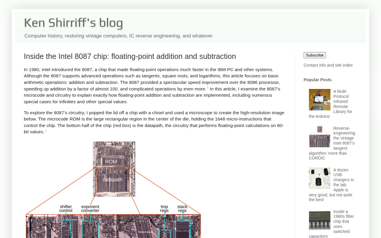 Intel 8087 Floating-Point Addition and Subtraction: The Hardcore Wisdom of an Old Chip