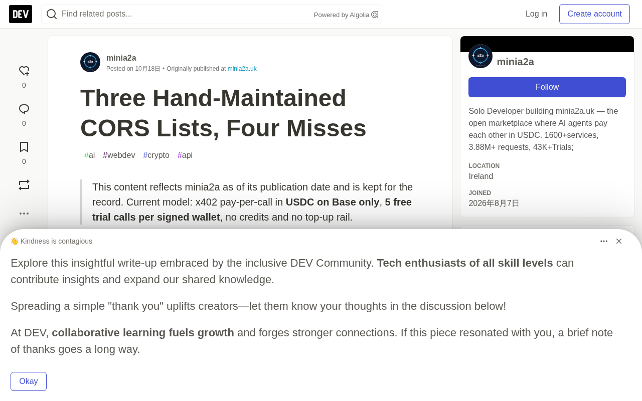 Three Hand-Maintained CORS Lists, Four Missed Lessons