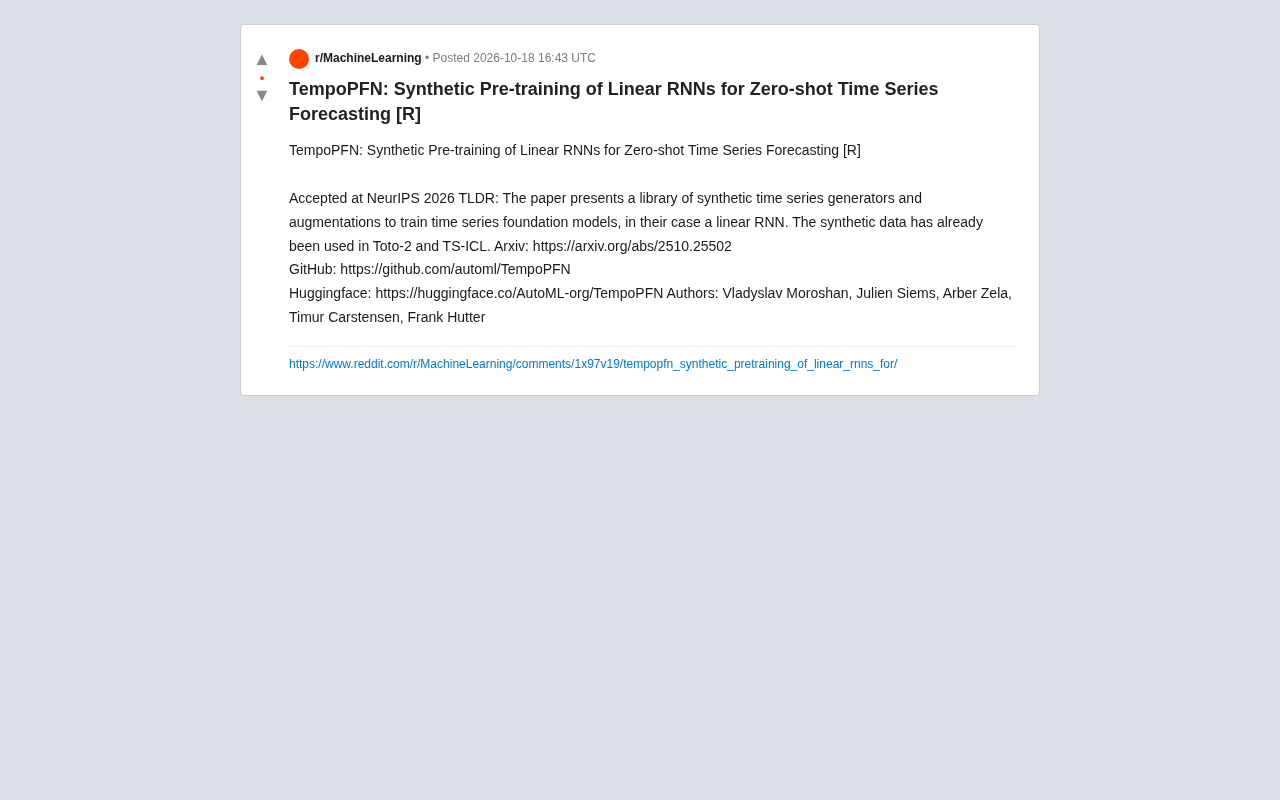 TempoPFN: Synthetic Pre-training of Linear RNNs Enables Zero-Shot Time Series Forecasting