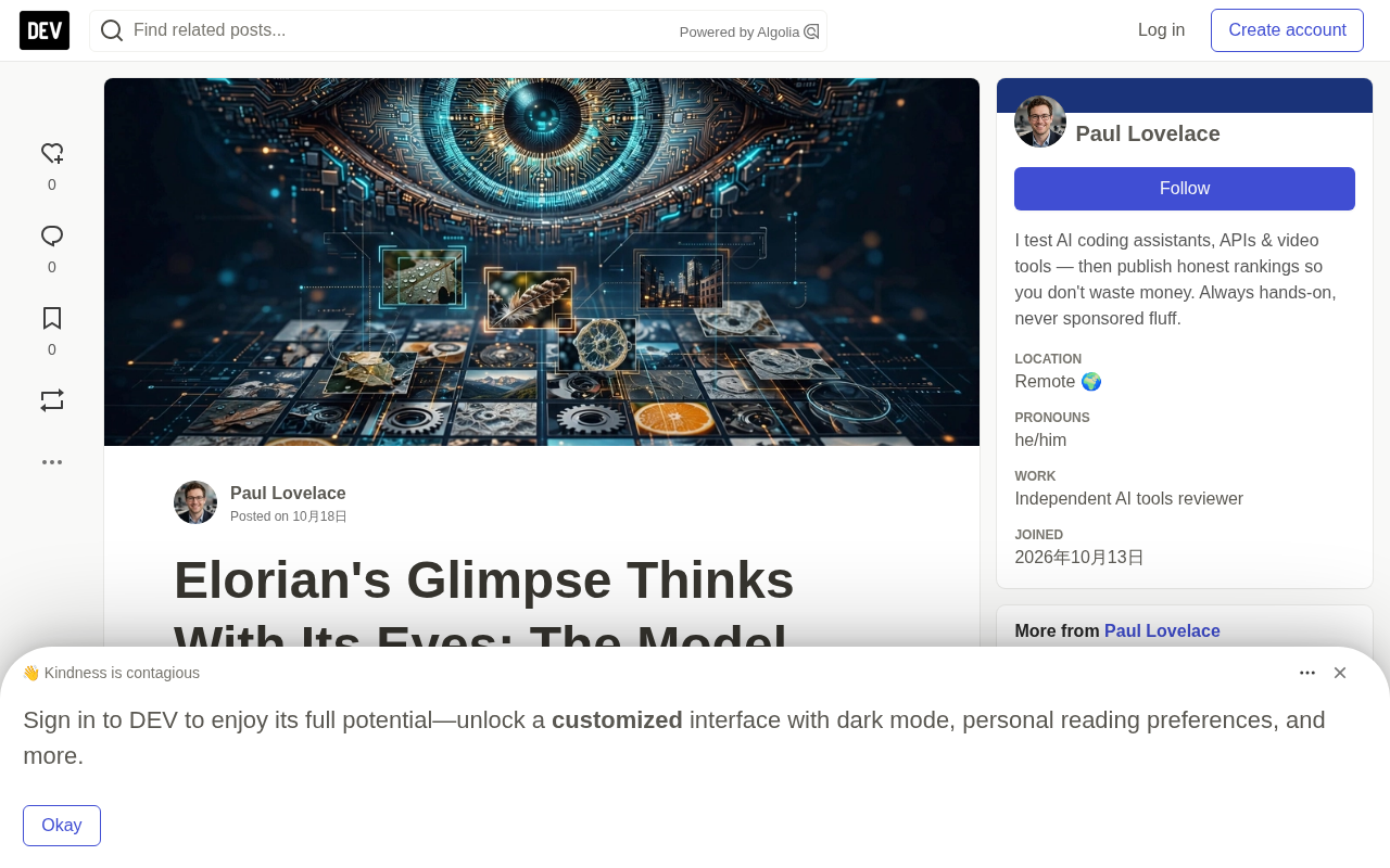 Elorian Glimpse: A Vision Model That "Looks Back" and Zooms In on Image Details During Reasoning