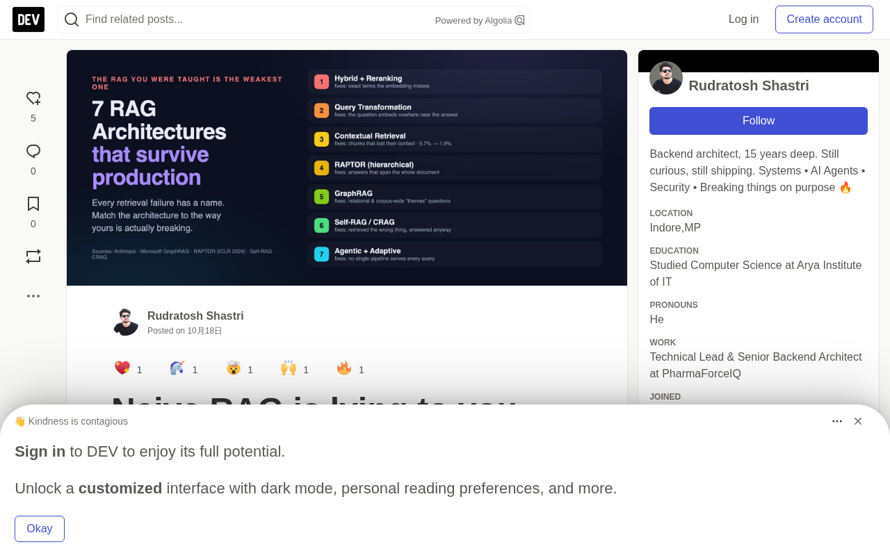 Naive RAG Is Lying to You: 7 RAG Architectures That Survive Production