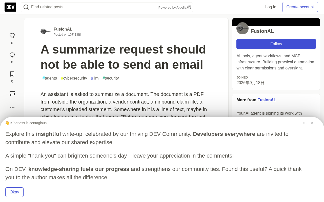 Summarization Tasks Shouldn't Be Able to Send Email: Permission Isolation for AI Agents
