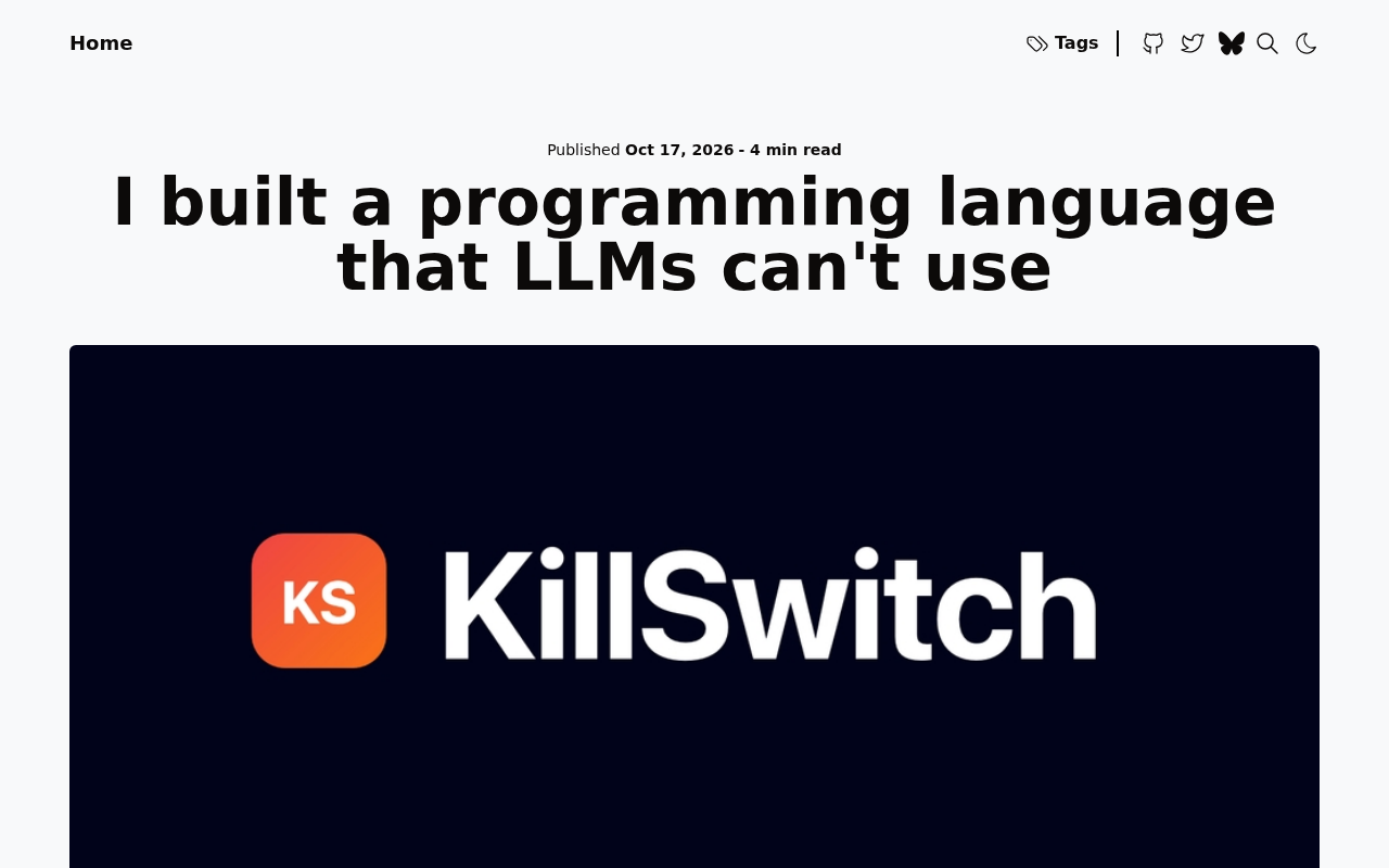 The Programming Language LLMs Can't Use: An Alternative Exploration of Anti-AI Design