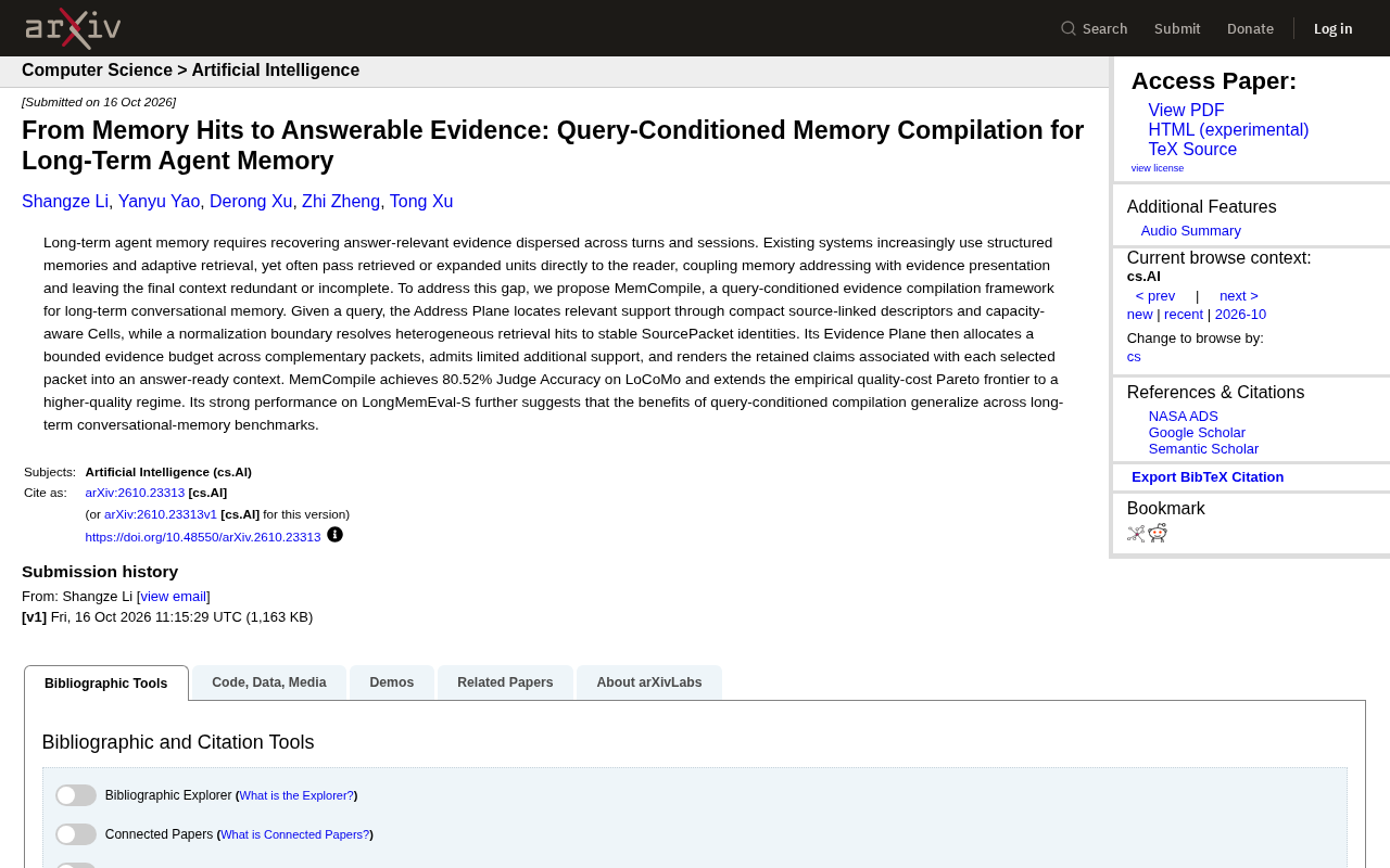 MemCompile: A Query-Conditioned Compilation Framework for Long-Term Agent Memory