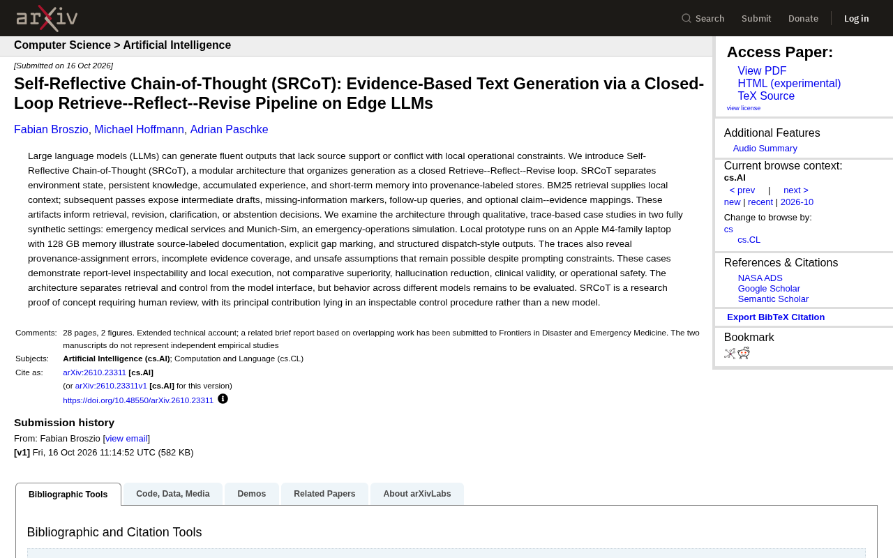 SRCoT: A Closed-Loop Retrieval-Reflection-Correction Architecture for Edge LLMs
