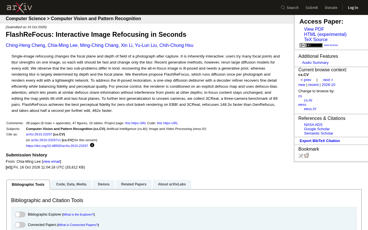 FlashReFocus: Second-Scale Interactive Refocusing, 148× Faster Than GenRefocus