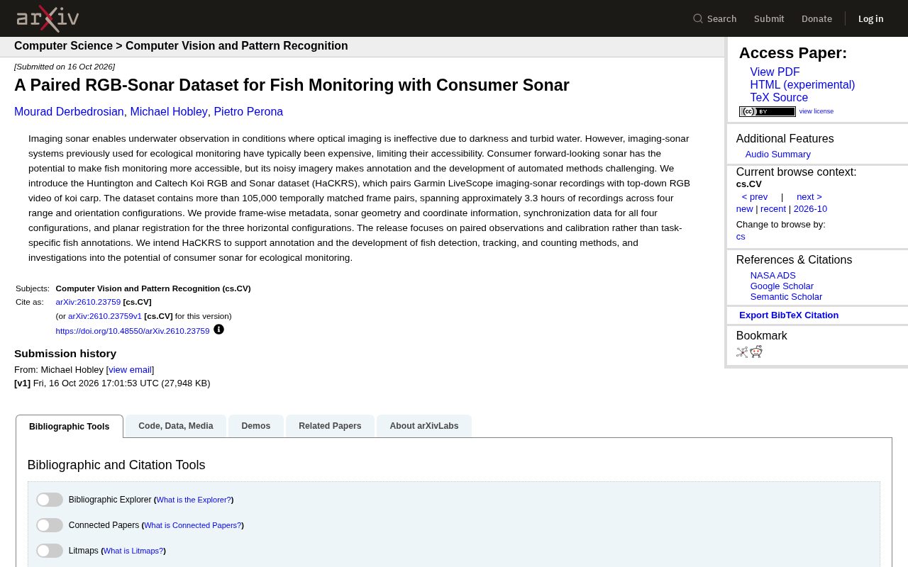 New Breakthrough in Consumer-Grade Sonar: The HaCKRS Dual-Modality Fish School Monitoring Dataset