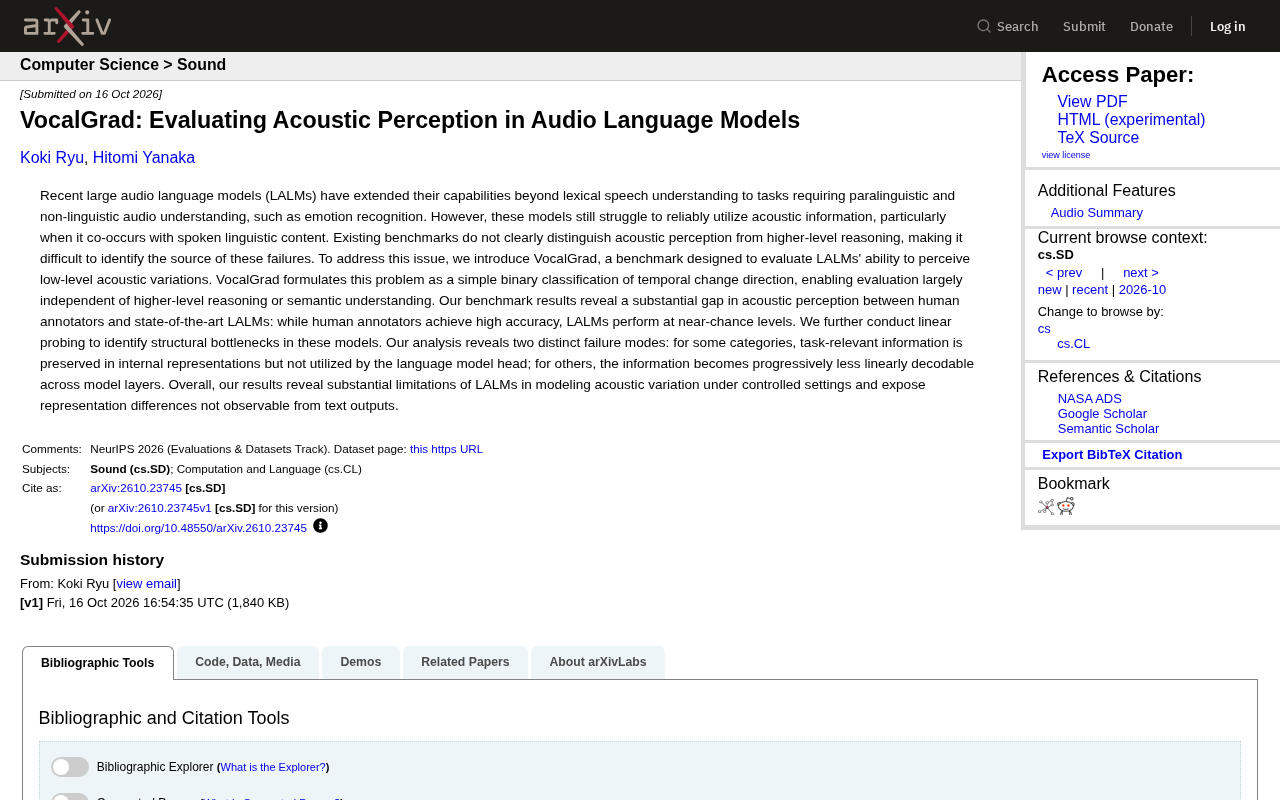 VocalGrad Reveals Acoustic Perception Gaps in Audio Language Models