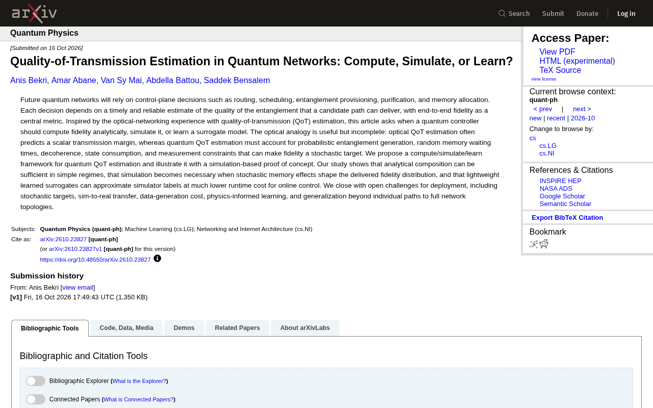 Schematic of the quantum network QoT estimation framework