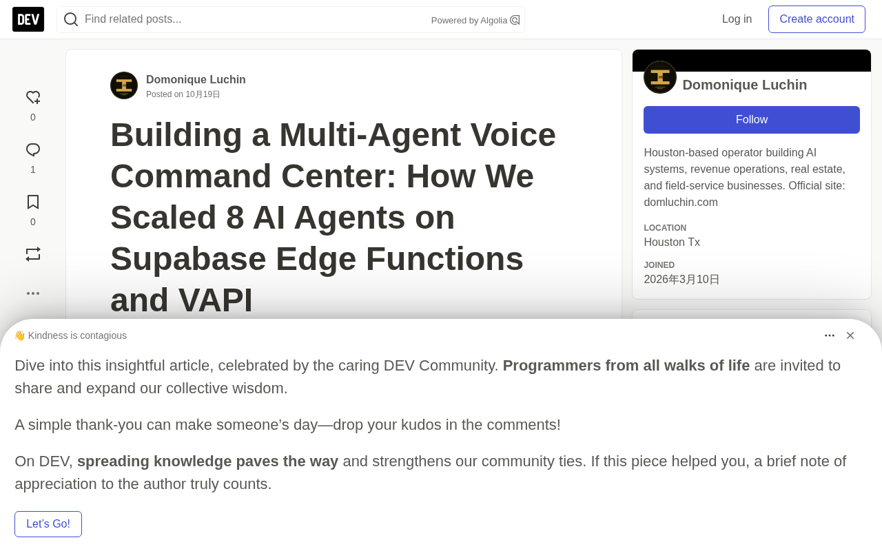 8 Concurrent AI Agents: Supabase Edge Functions and VAPI in Practice