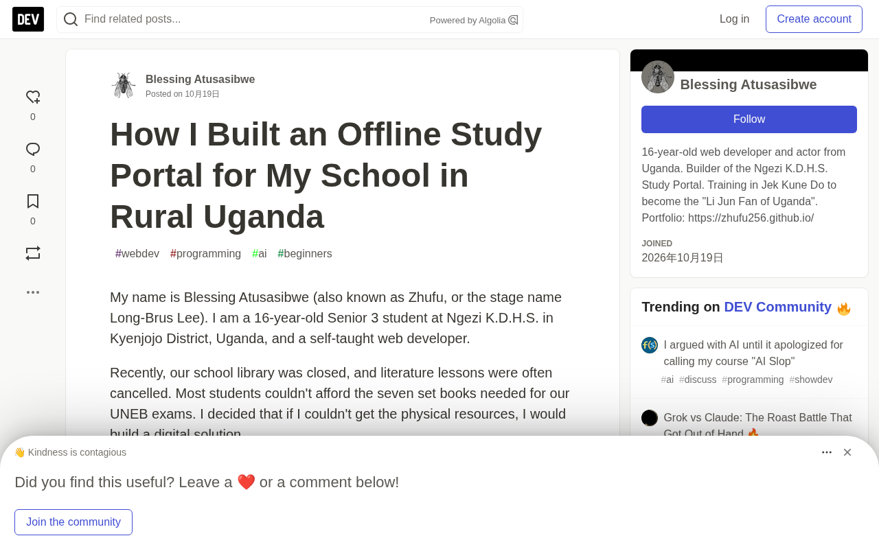16-Year-Old Builds Single-File Offline Learning Portal to Tackle Rural Education Challenges in Uganda