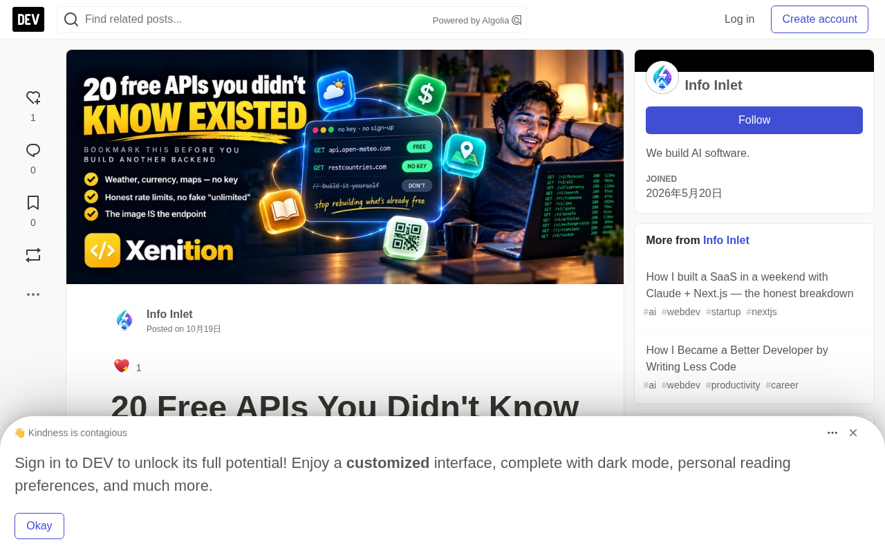 20 Free APIs Every Developer Should Know: A Time-Saving Collection