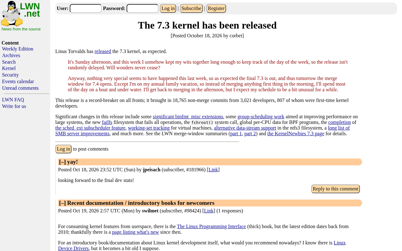 Linux 7.3 内核正式发布:新特性与社区反响