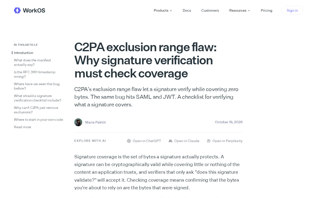 The C2PA Exclusion Range Flaw: Why Signature Verification Must Check Coverage
