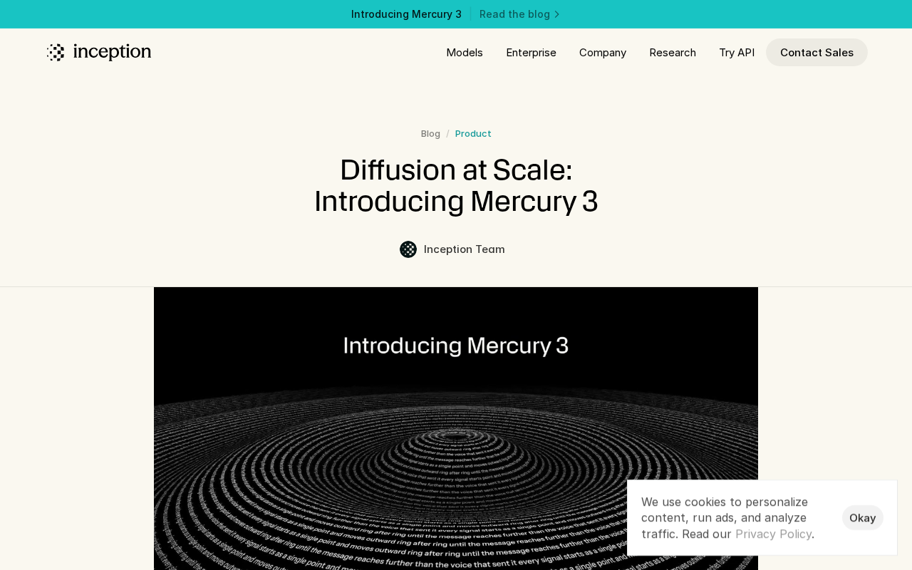 Mercury 3: Diffusion Models Scale to Production, Signaling a Shift in AI Generation Paradigm
