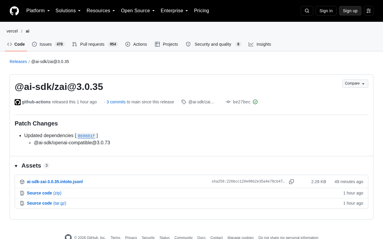 @ai-sdk/zai 3.0.35 Update Analysis: The Evolution of the Compatibility Layer for Z.ai in Vercel AI SDK