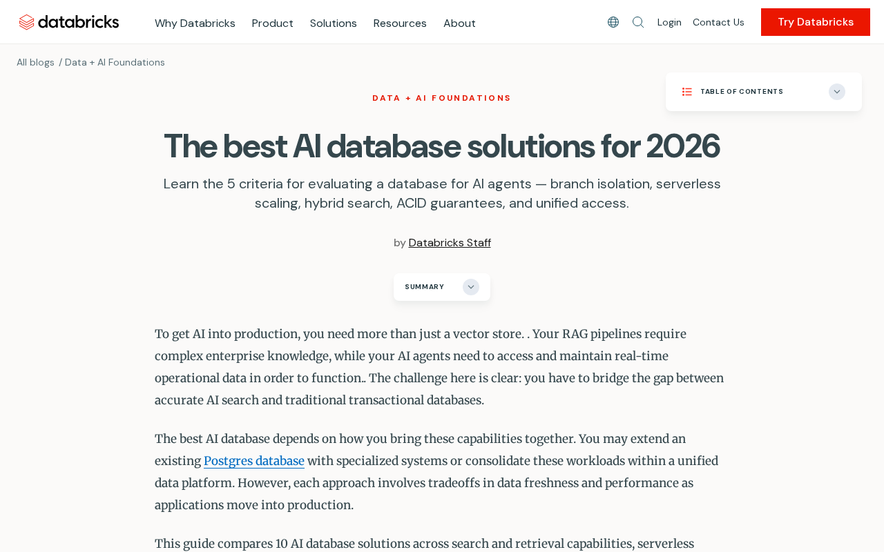 Best AI Database Solutions for 2026: A Selection Guide Beyond Vector Storage