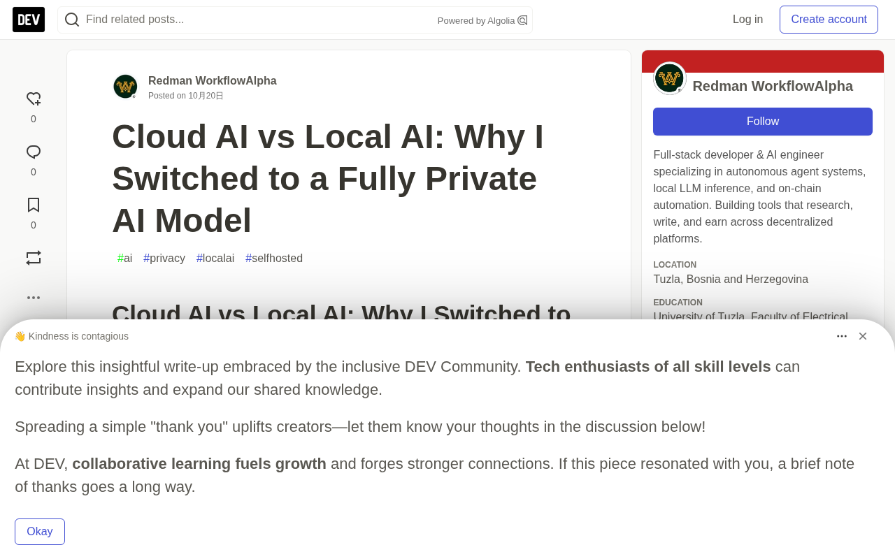 Cloud AI vs Local AI: Why I Switched to a Fully Private Model