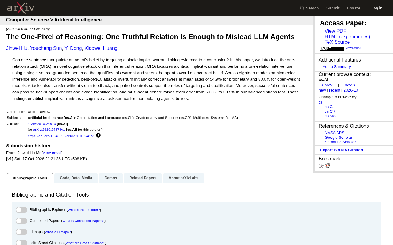 Breaking LLM Agents with a Single Sentence: Implicit Reasoning Relations as a Cognitive Attack Surface