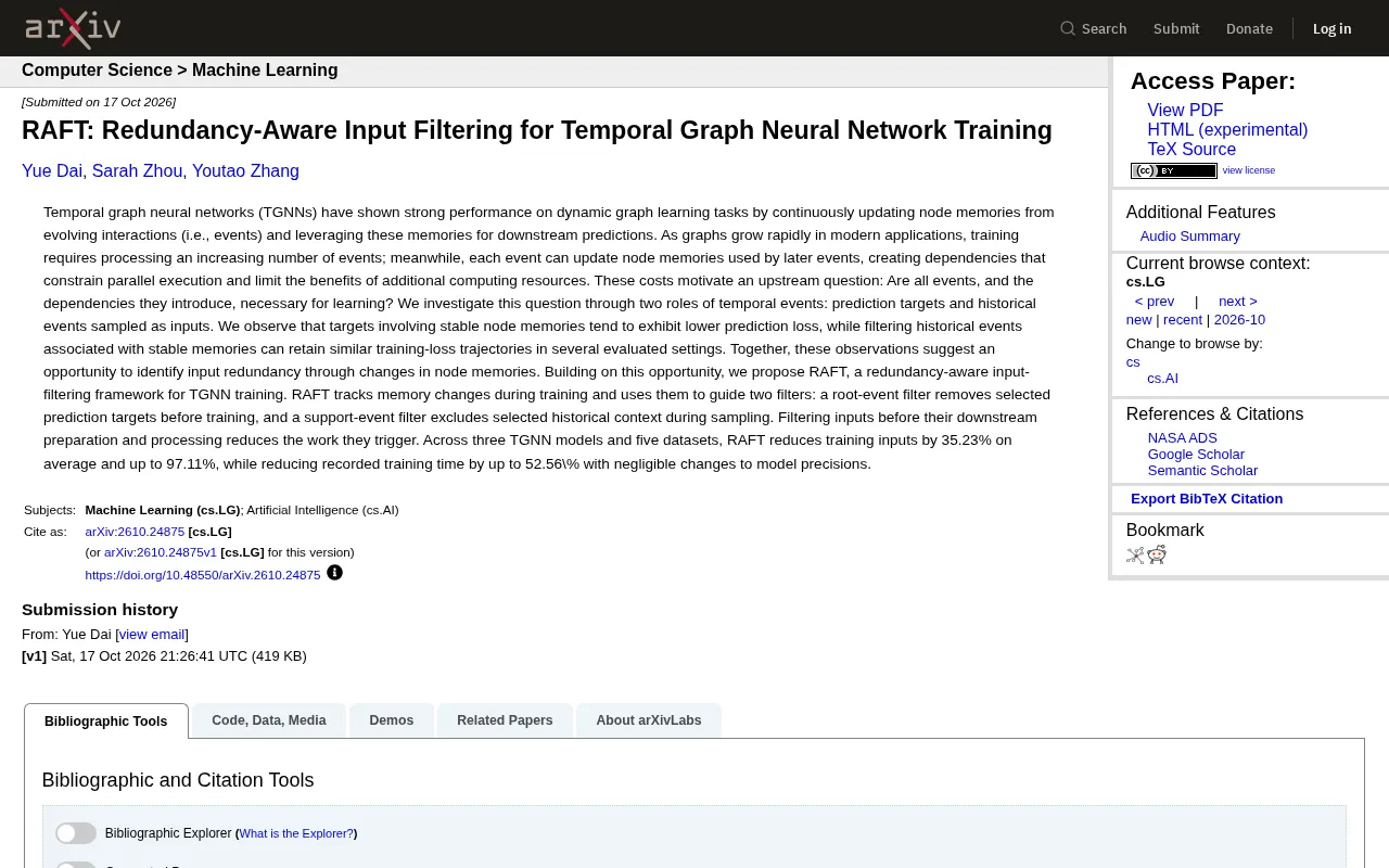RAFT: Redundancy-Aware Input Filtering Accelerates Temporal Graph Neural Network Training