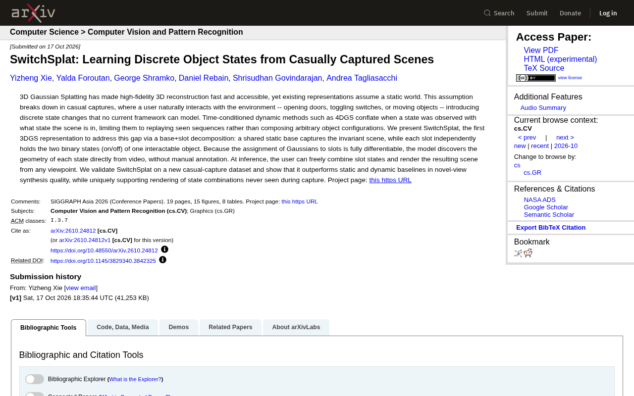 SwitchSplat: Learning Discrete Object States from Casual Videos — 3DGS Finally Gets a "Switch"