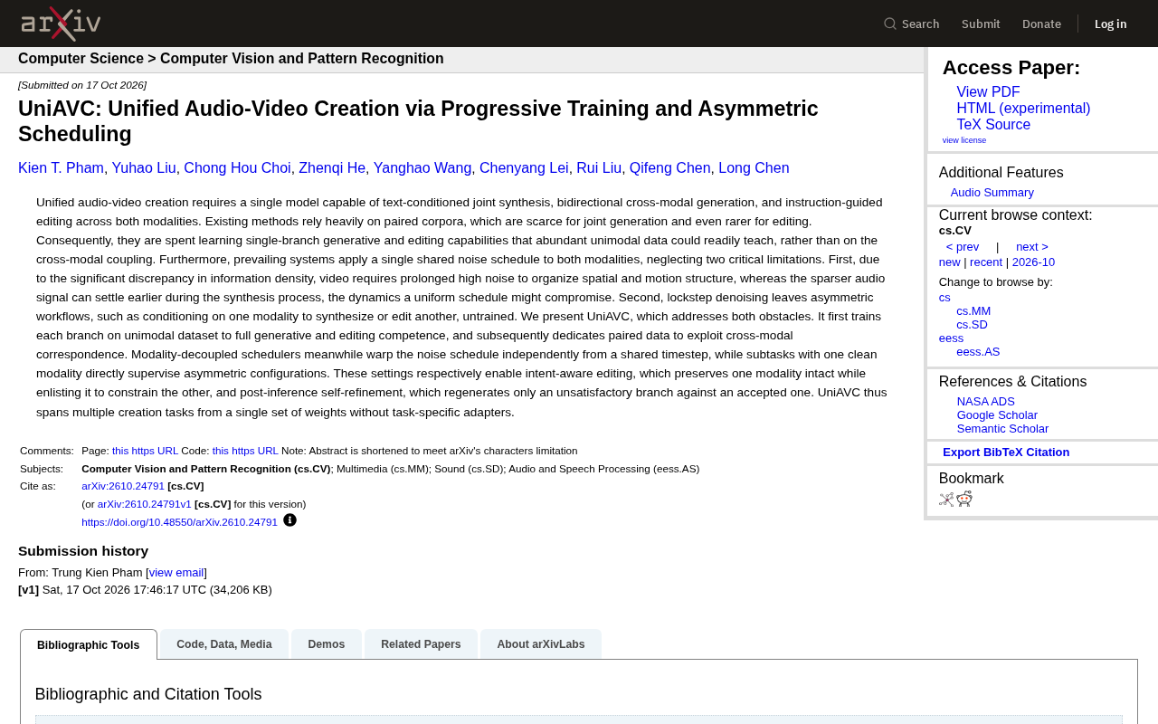 UniAVC: A Unified Audio-Video Generation Paradigm with Asynchronous Scheduling to Solve Cross-Modal Challenges