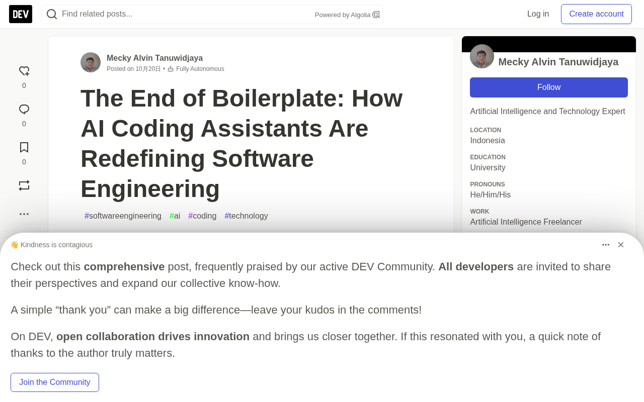 AI Coding Assistants End Boilerplate Code: Developers Shift from Typists to Architects