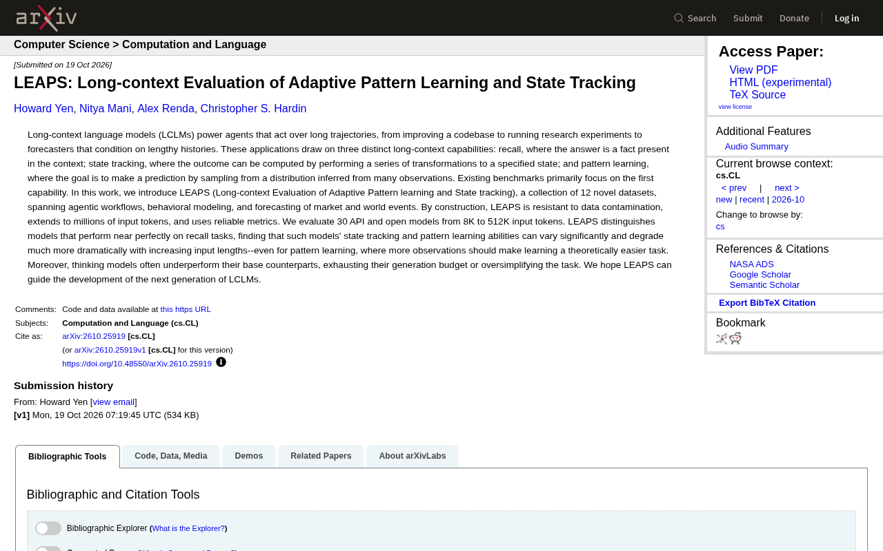 LEAPS Benchmark Released: Long-Context Models Ace Recall but Falter Sharply on State Tracking and Pattern Learning