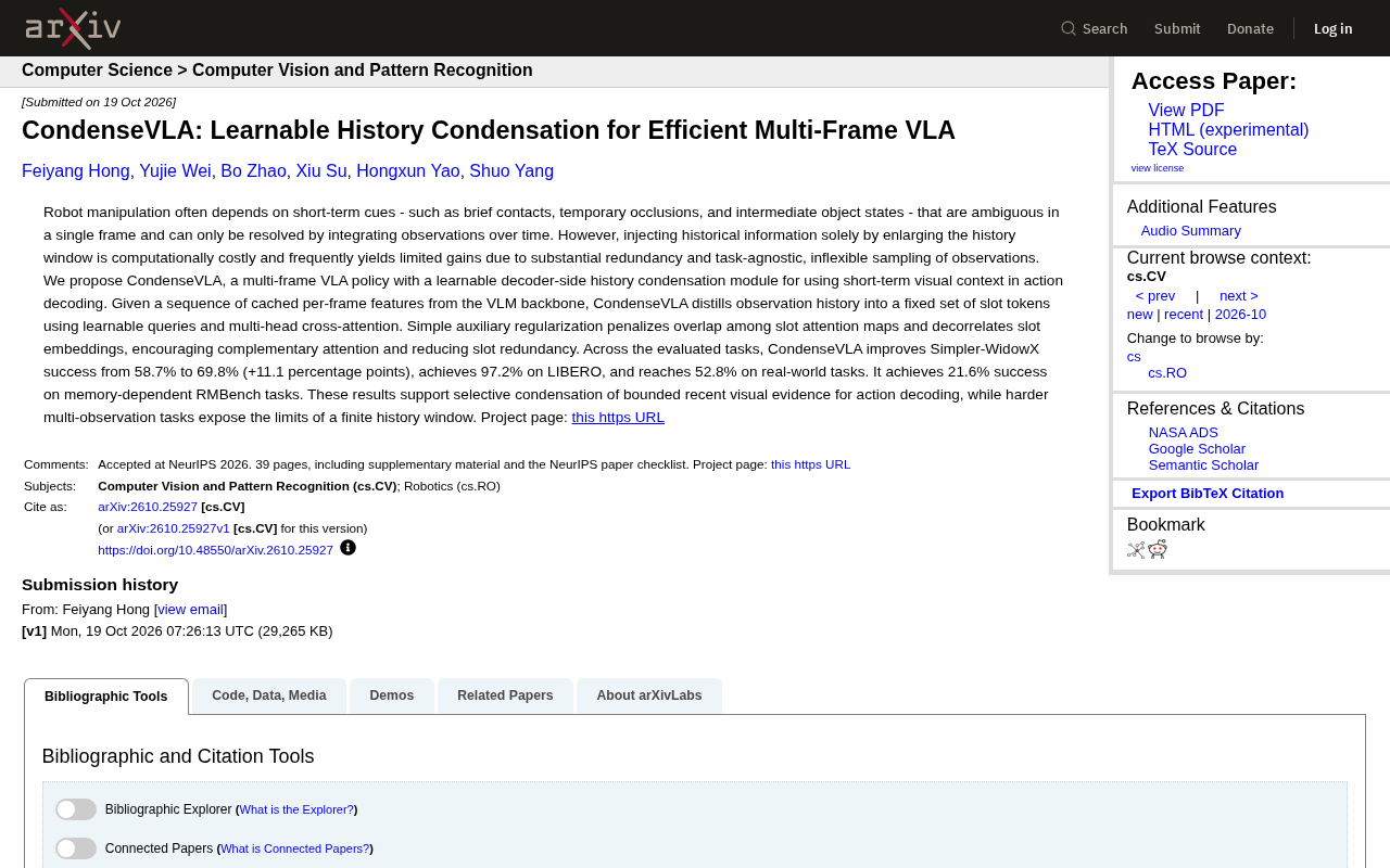 CondenseVLA: Learnable History Compression Makes Multi-Frame VLAs More Efficient