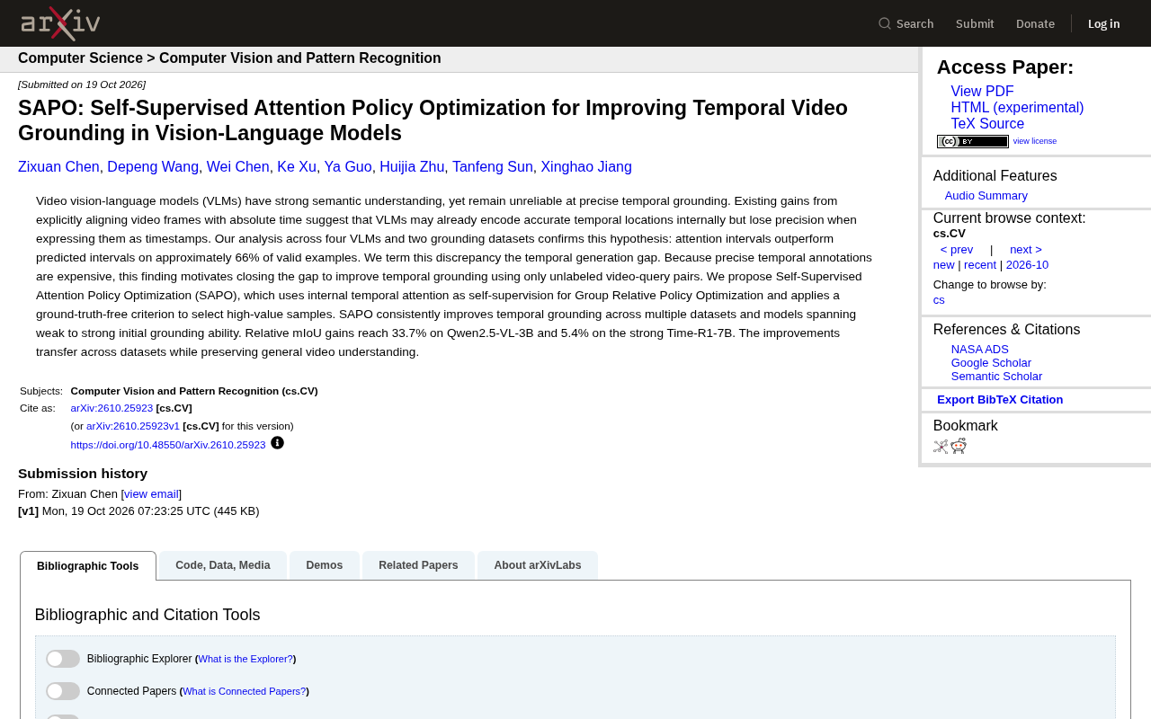 SAPO: Breaking the Video Temporal Grounding Bottleneck with Self-Supervised Attention Policy Optimization