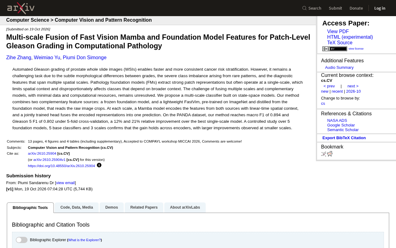 FastVim+Mamba Multi-Scale Fusion: A New SOTA for Prostate Cancer Gleason Grading