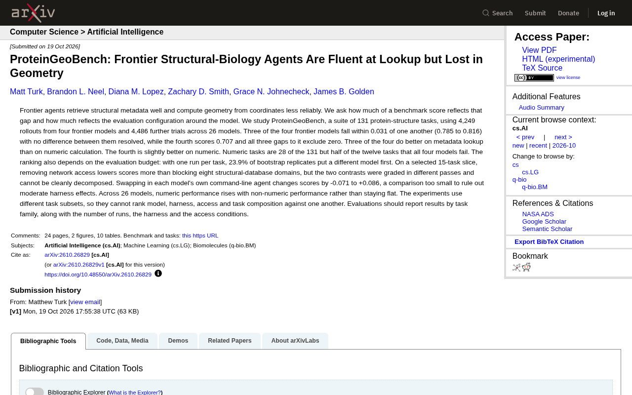 ProteinGeoBench: Frontier Agents Excel at Structural Queries but Stumble on Geometric Computation