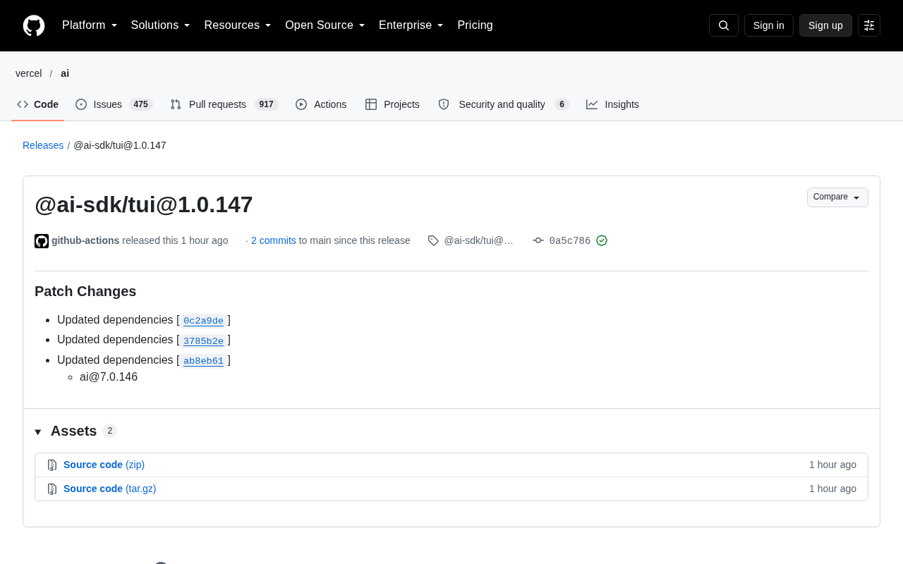 AI SDK TUI 1.0.147 Update Analysis: Dependency Upgrades and Ecosystem Alignment