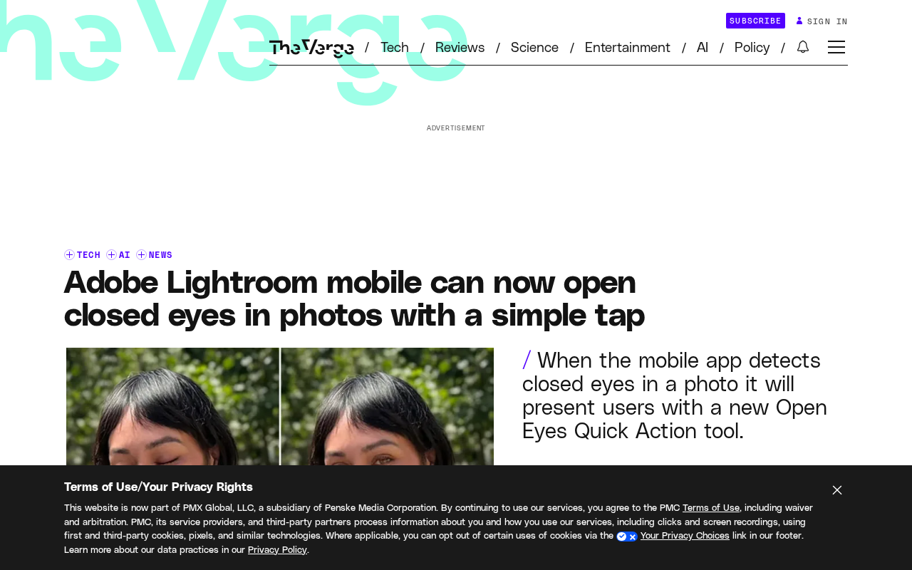 Adobe Lightroom Mobile Rolls Out One-Tap AI Eye-Opening Feature