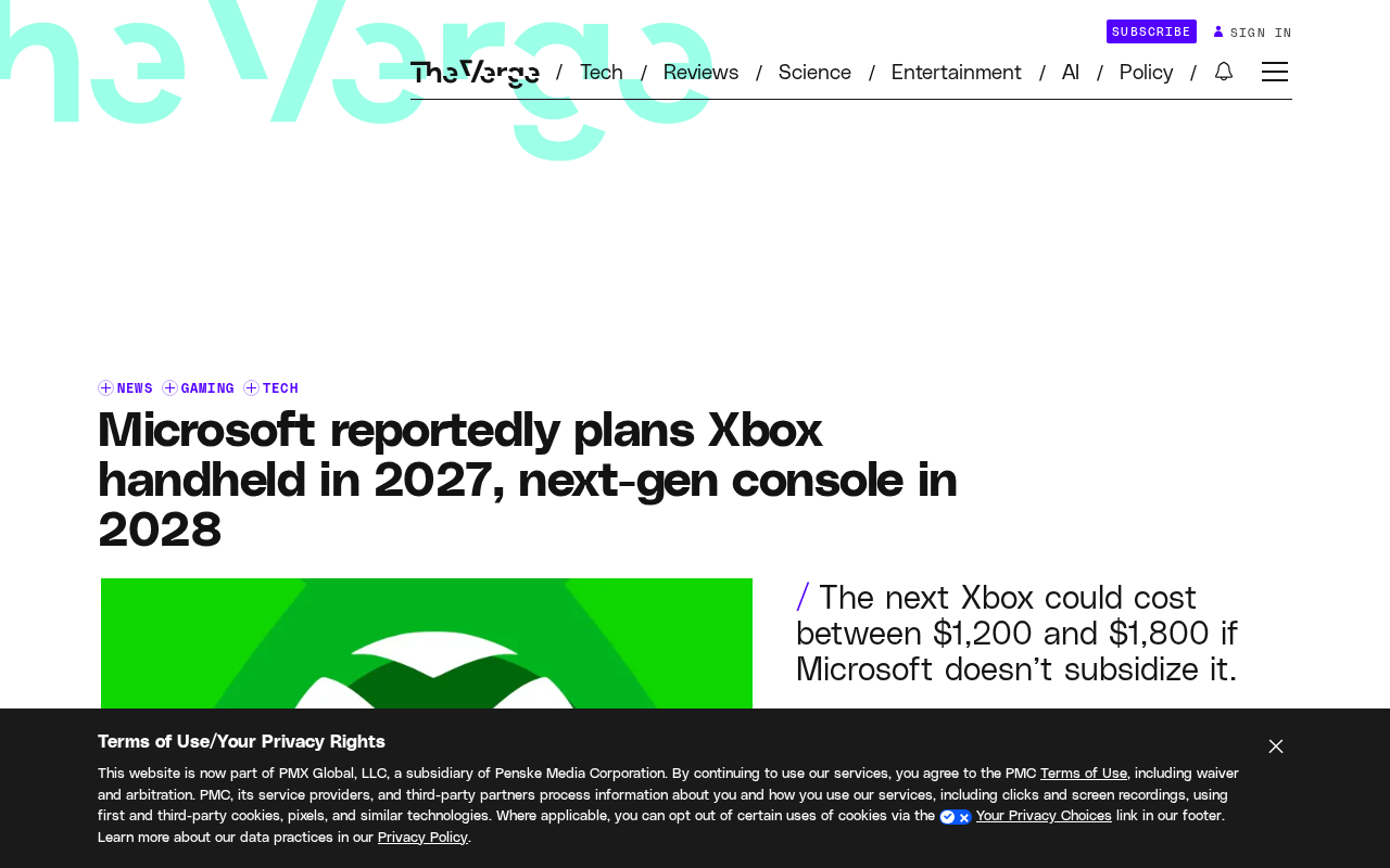 Report on Microsoft's Xbox hardware roadmap