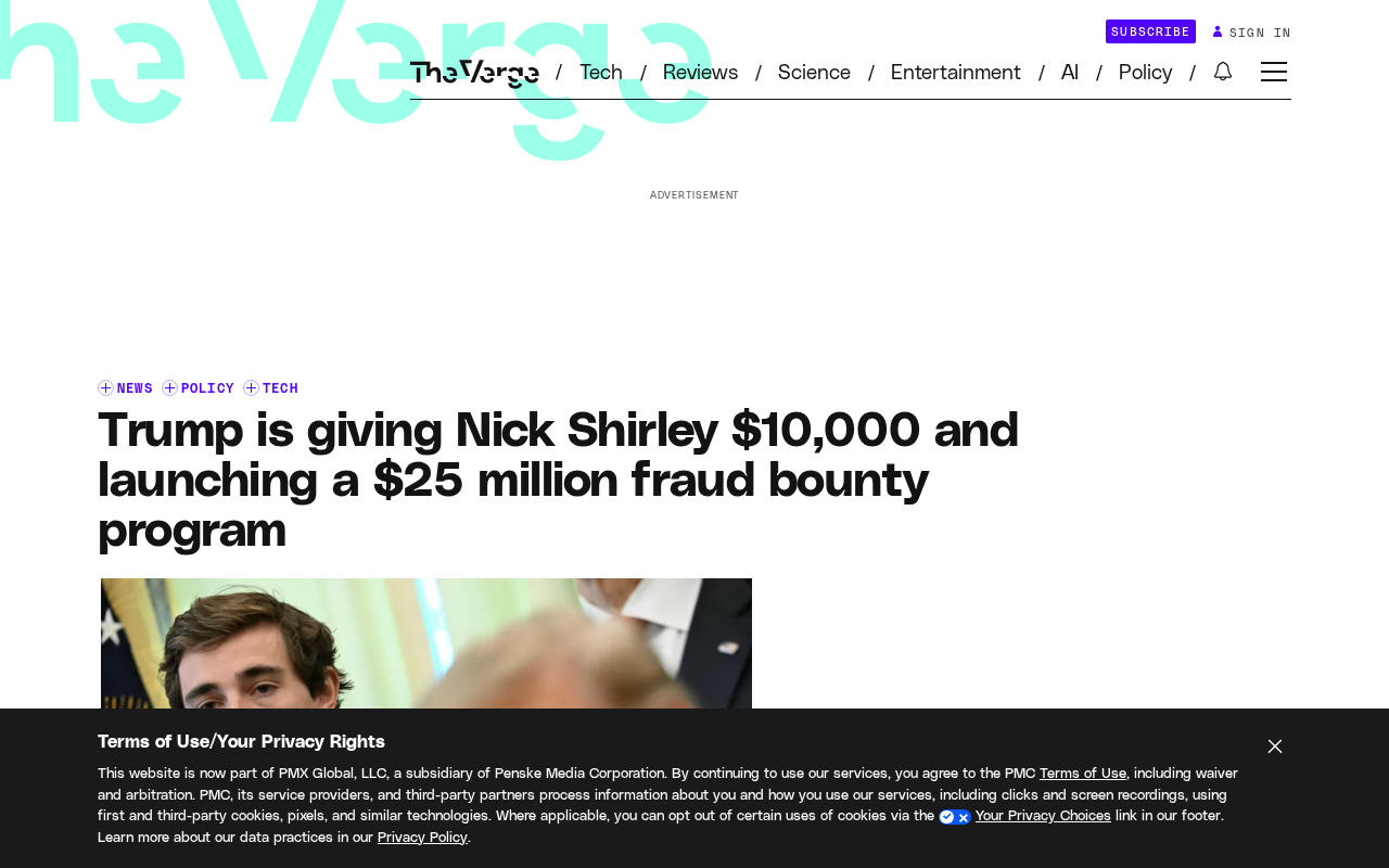 Trump Sets $25M Whistleblower Bounty, Right-Wing YouTuber Gets $10K